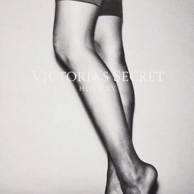 NEW Victoria's Secret Very Sexy Crystal Logo Thigh Highs Stocking Black S